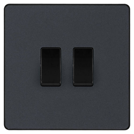 BG Evolve Matt Grey 2G 2W Light Switch PCDMG42B Available from RS Electrical Supplies