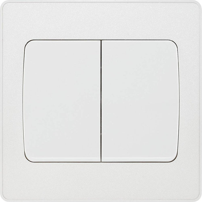 BG Evolve Pearl White 2G 2W Wide Rocker Light Switch PCDCL42WW Available from RS Electrical Supplies
