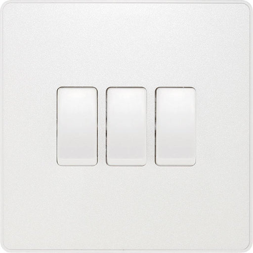 BG Evolve Pearl White 3G 2W Light Switch PCDCL43W Available from RS Electrical Supplies