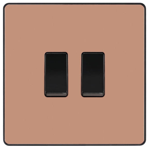 BG Evolve Polished Copper 2G 2 Way Light Switch PCDCP42B Available from RS Electrical Supplies
