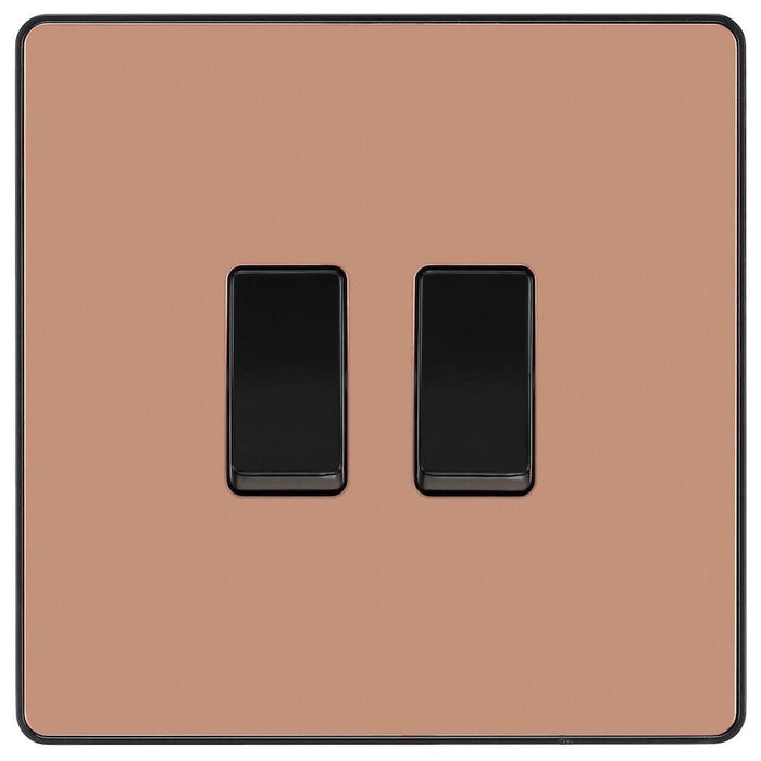 BG Evolve Polished Copper 2G 2 Way Light Switch PCDCP42B Available from RS Electrical Supplies