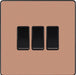 BG Evolve Polished Copper 3G 2 Way Light Switch PCDCP43B Available from RS Electrical Supplies