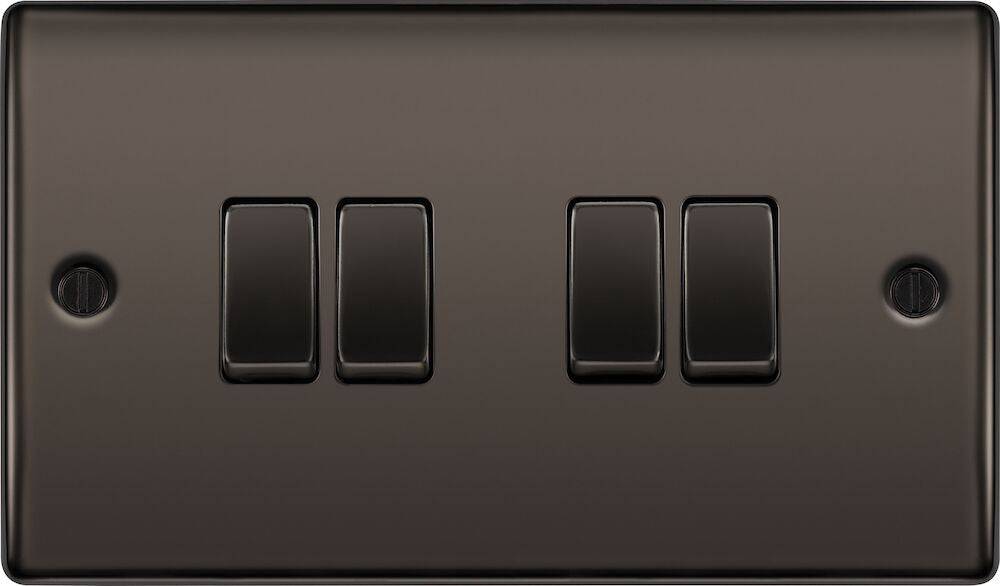 BG Nexus Metal Black Nickel 4G 2W Light Switch NBN44 Available from RS Electrical Supplies