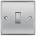 BG Nexus Metal Brushed Steel 1G 2W Light Switch NBS12 Available from RS Electrical Supplies