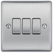 BG Nexus Metal Brushed Steel 3G 2W Light Switch NBS43 Available from RS Electrical Supplies