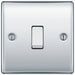 BG Nexus Metal Polished Chrome 1G 2W Light Switch NPC12 Available from RS Electrical Supplies