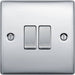 BG Nexus Metal Polished Chrome 2G 2W Light Switch NPC42 Available from RS Electrical Supplies