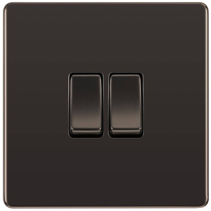 BG Nexus Screwless Black Nickel 2G 2W Light Switch FBN42 Available from RS Electrical Supplies