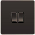 BG Nexus Screwless Black Nickel 2G 2W Light Switch FBN42 Available from RS Electrical Supplies