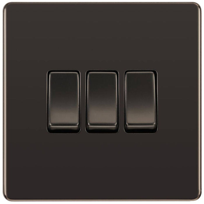 BG Nexus Screwless Black Nickel 3G 2W Light Switch FBN43 Available from RS Electrical Supplies