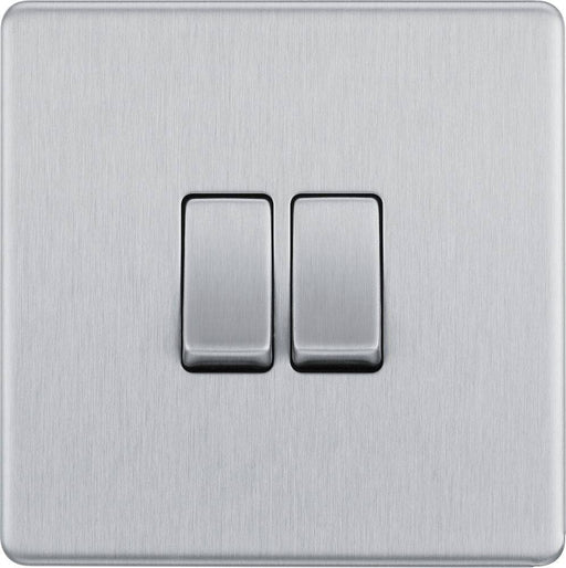 BG Nexus Screwless Brushed Steel 2G 2W Light Switch FBS42 Available from RS Electrical Supplies