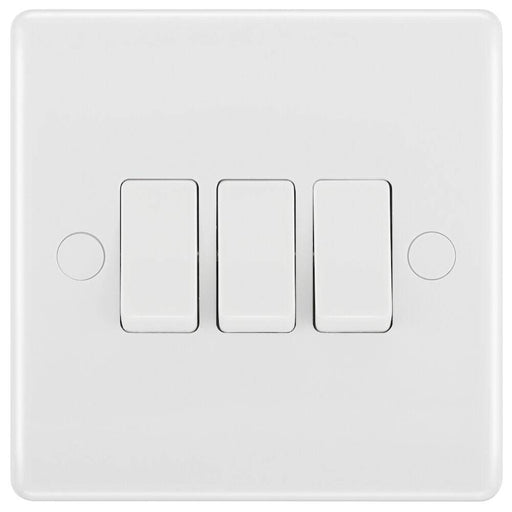 BG White Moulded 3G 2W Light Switch 843 Available from RS Electrical Supplies