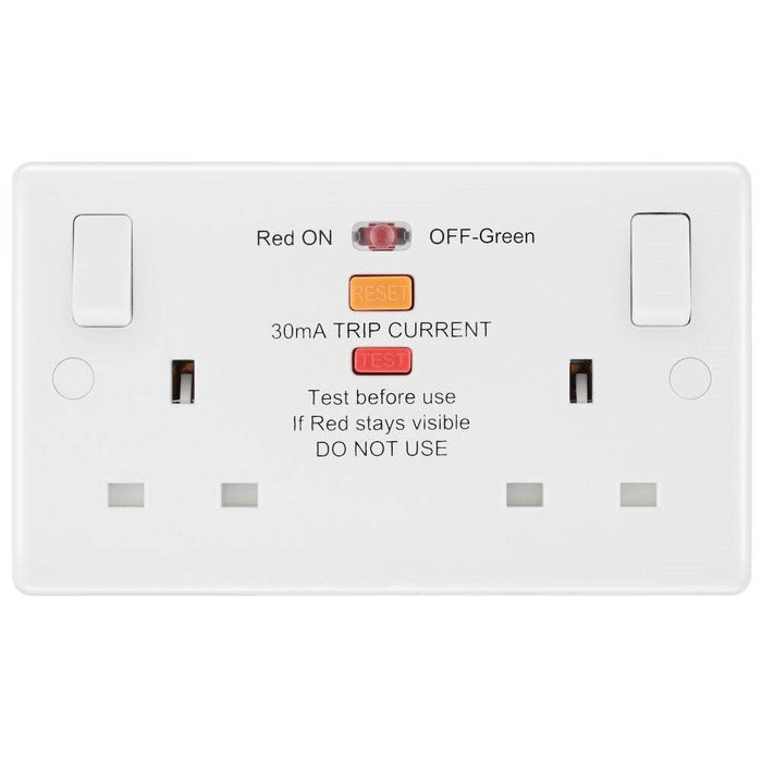 BG White Moulded 13A Double Socket with RCD 822RCD Available from RS Electrical Supplies