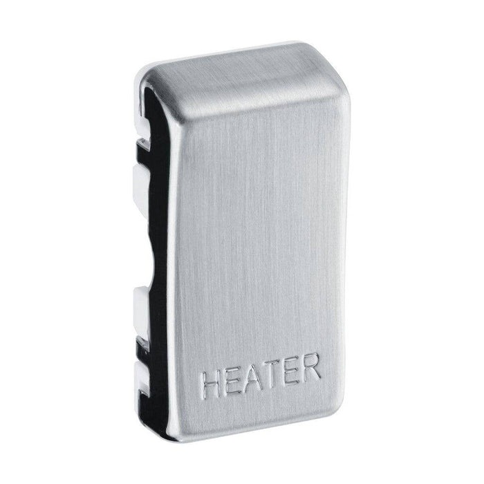 BG Grid Brushed Steel Engraved 'Heater' Rocker RRHTBS Available from RS Electrical Supplies