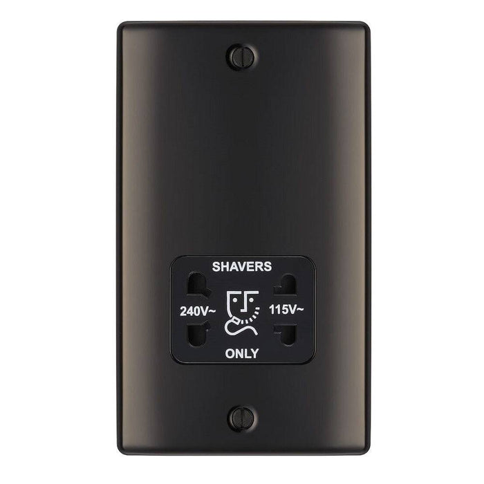BG Nexus Metal Black Nickel Shaver Socket NBN20B Available from RS Electrical Supplies