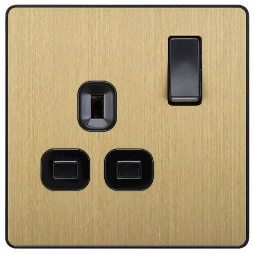 BG Evolve Satin Brass 13A Single Socket PCDSB21B Available from RS Electrical Supplies