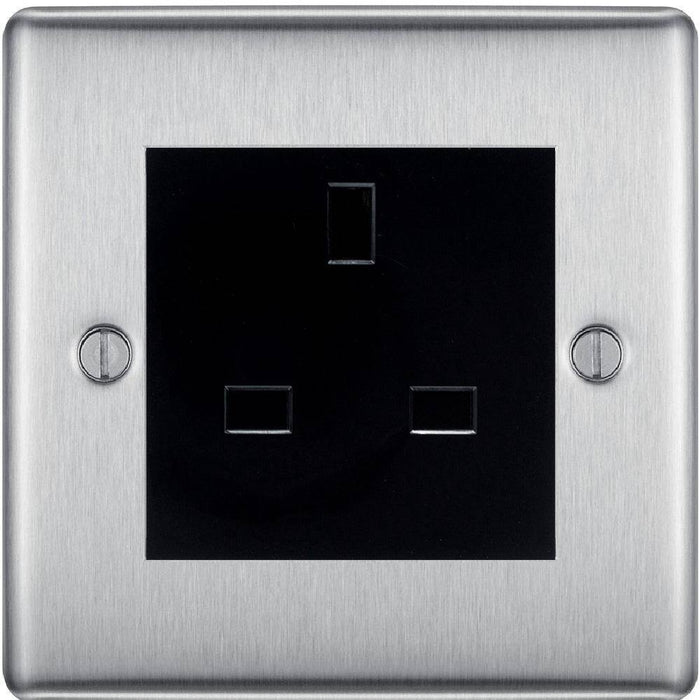 BG Nexus Metal Brushed Steel 13A Unswitched Socket NBSUSSB Available from RS Electrical Supplies