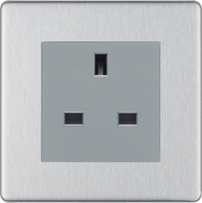 BG Nexus Screwless Brushed Steel 13A Unswitched Socket FBSUSSG Available from RS Electrical Supplies