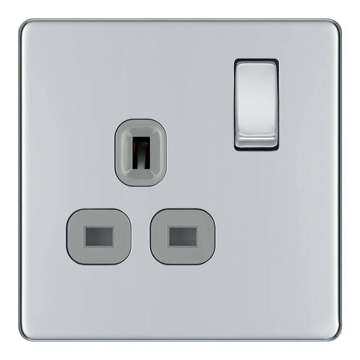 BG Nexus Screwless Polished Chrome 13A Single Socket FPC21G Available from RS Electrical Supplies