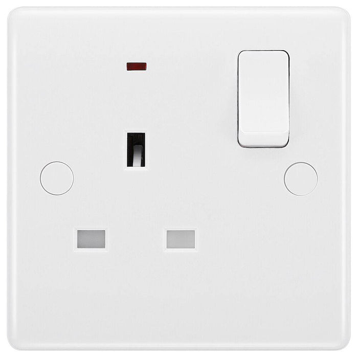 BG White Moulded 13A Single Socket with Neon 825 Available from RS Electrical Supplies