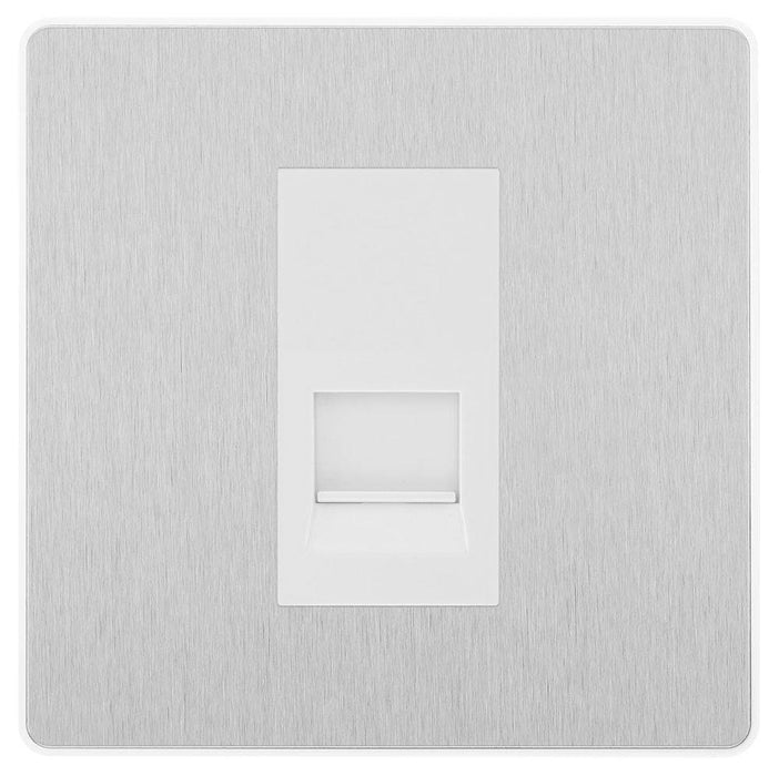 BG Evolve Brushed Steel Secondary Telephone Socket PCDBSBTS1W Available from RS Electrical Supplies