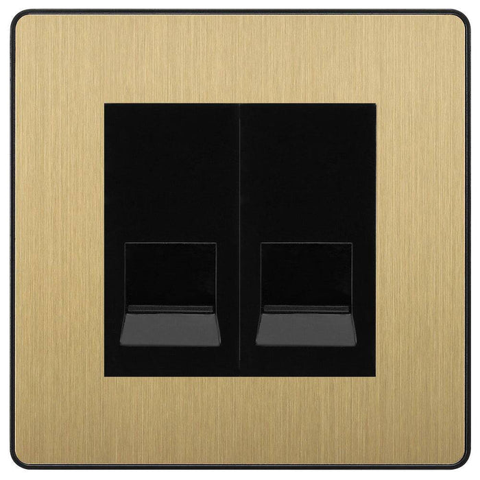 BG Evolve Satin Brass Double Master Telephone Socket PCDSBBTM2B Available from RS Electrical Supplies