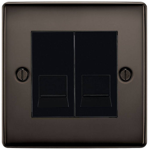BG Nexus Metal Black Nickel Double Secondary Telephone Socket NBNBTS2B Available from RS Electrical Supplies