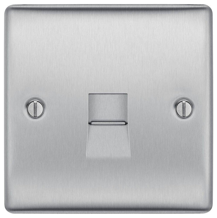 BG Nexus Metal Brushed Steel Master Telephone Socket NBSBTM1 Available from RS Electrical Supplies
