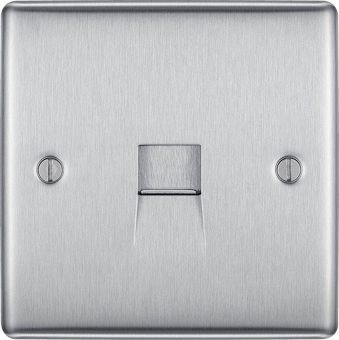 BG Nexus Metal Brushed Steel Secondary Telephone Socket NBSBTS1 Available from RS Electrical Supplies