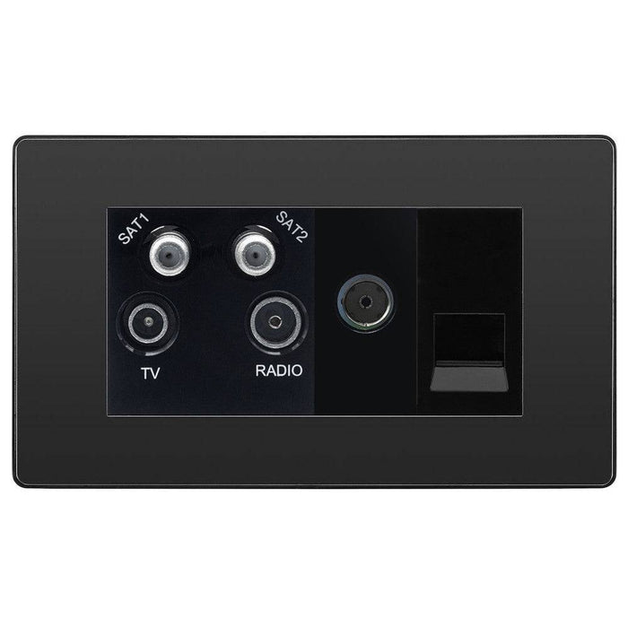 BG Evolve Black Chrome TV/FM/SAT Combination TV Socket PCDBCQUAD2B