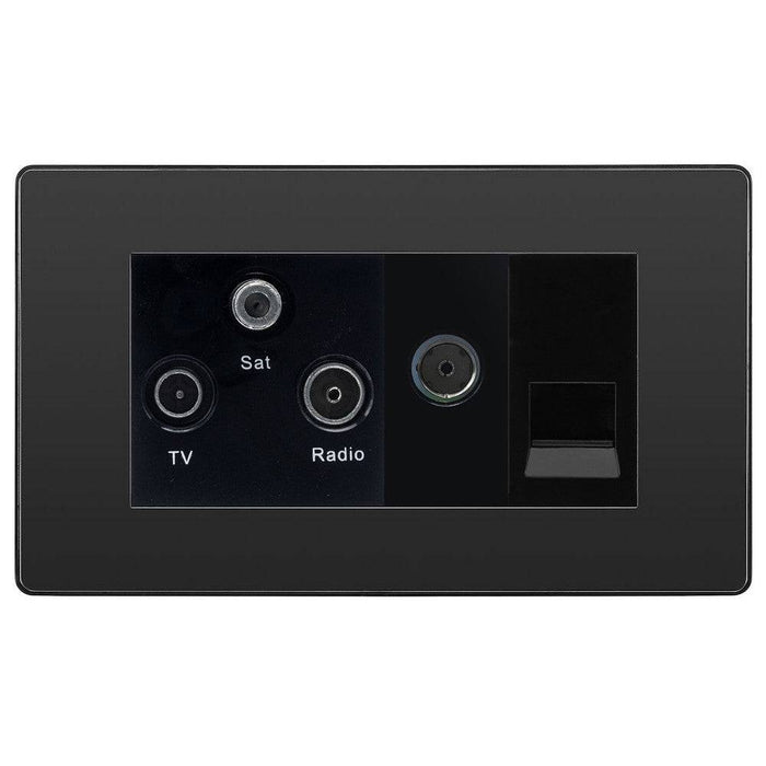 BG Evolve Black Chrome TV/FM/SAT Combination TV Socket PCDBCTRI2B Available from RS Electrical Supplies