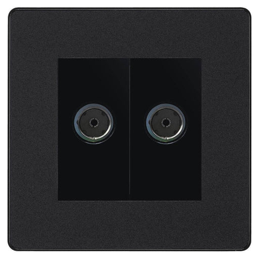 BG Evolve Matt Black Double Co-axial Socket PCDMB602B Available from RS Electrical Supplies
