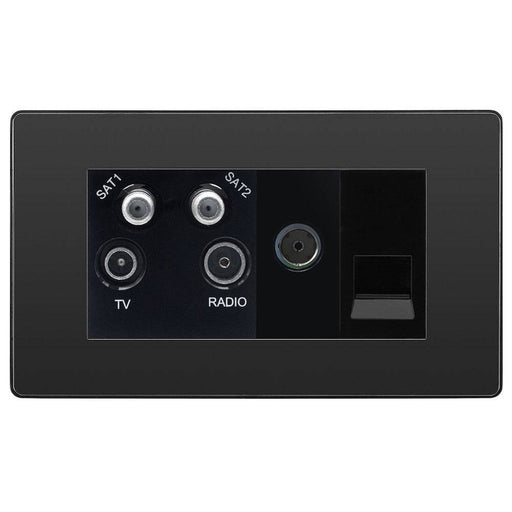 BG Evolve Matt Black TV/FM/SAT Combination TV Socket PCDMBQUAD2B Available from RS Electrical Supplies