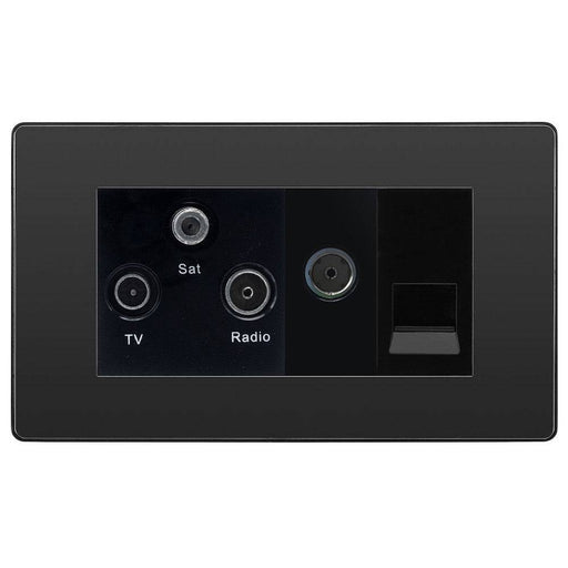 BG Evolve Matt Black TV/FM/SAT Combination TV Socket PCDMBTRI2B Available from RS Electrical Supplies