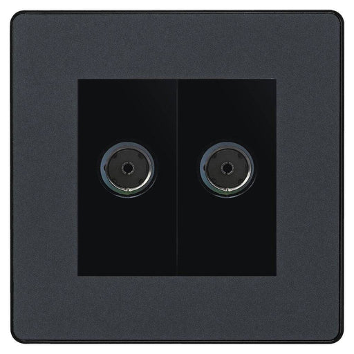 BG Evolve Matt Grey Double Co-axial Socket PCDMG602B Available from RS Electrical Supplies
