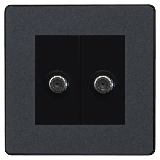 BG Evolve Matt Grey Double Satellite Socket PCDMG612B Available from RS Electrical Supplies