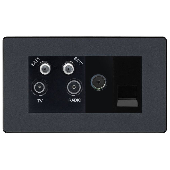 BG Evolve Matt Grey TV/FM/SAT Combination TV Socket PCDMGQUAD2B Available from RS Electrical Supplies