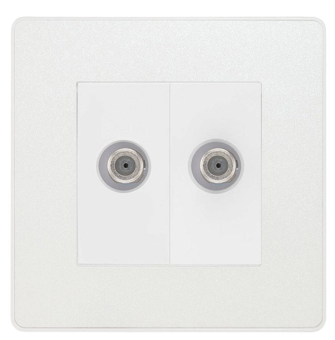 BG Evolve Pearl White Double Satellite Socket PCDCL612W Available from RS Electrical Supplies
