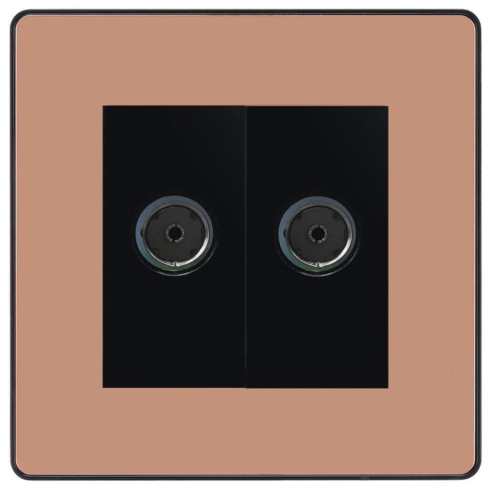 BG Evolve Polished Copper Double Co-Axial Socket PCDCP602B Available from RS Electrical Supplies