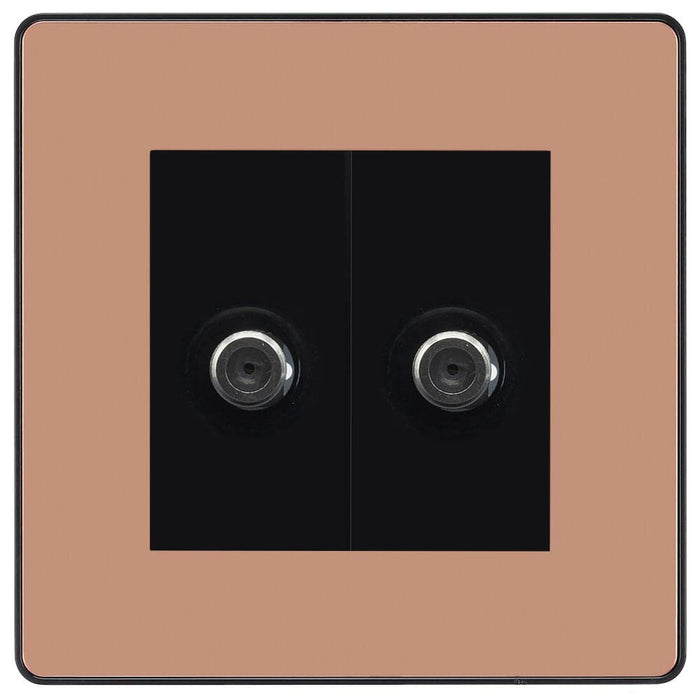 BG Evolve Polished Copper Double Satellite Socket PCDCP612B Available from RS Electrical Supplies