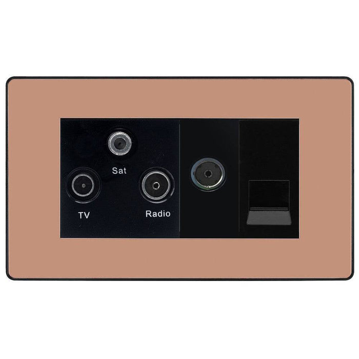 BG Evolve Polished Copper TV/FM/SAT Combination Socket PCDCPTRI2B Available from RS Electrical Supplies