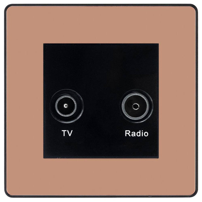BG Evolve Polished Copper TV & FM Socket PCDCPTVFMB Available from RS Electrical Supplies