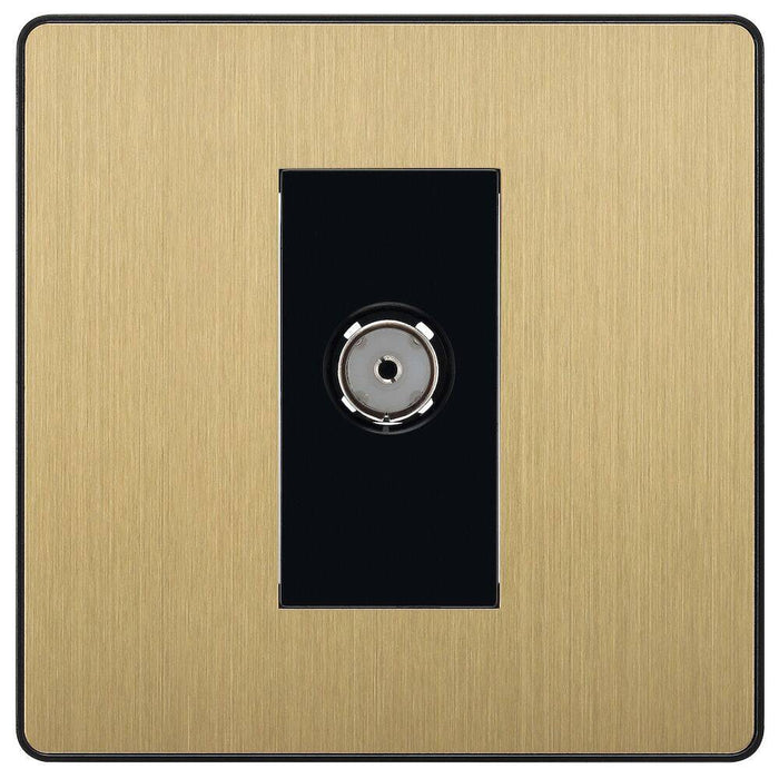 BG Evolve Satin Brass Co-axial Socket PCDSB60B Available from RS Electrical Supplies