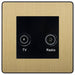BG Evolve Satin Brass TV & FM Socket PCDSBTVFMB Available from RS Electrical Supplies