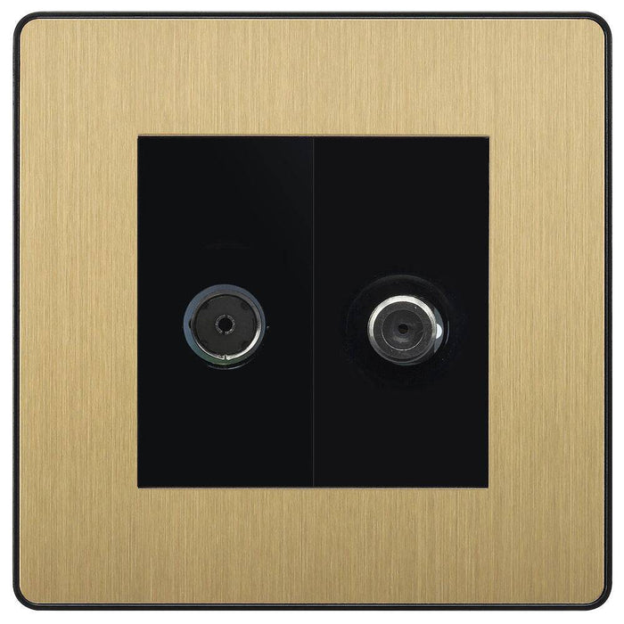 BG Evolve Satin Brass TV & Satellite Socket PCDSBTVSATB Available from RS Electrical Supplies