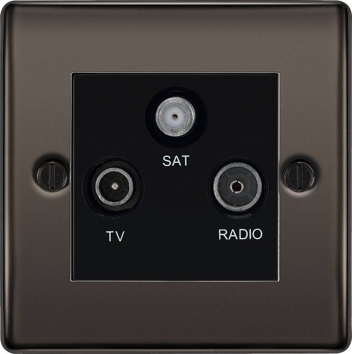BG Nexus Metal Black Nickel TV/FM/SAT Socket NBN67B Available from RS Electrical Supplies