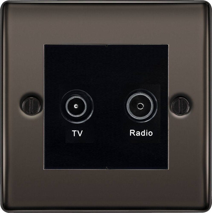 BG Nexus Metal Black Nickel TV & FM Socket NBN66B Available from RS Electrical Supplies