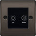 BG Nexus Metal Black Nickel TV & FM Socket NBN66B Available from RS Electrical Supplies