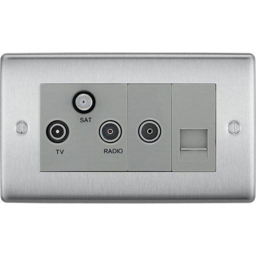 BG Nexus Metal Brushed Steel Combination TV Socket NBS68G Available from RS Electrical Supplies