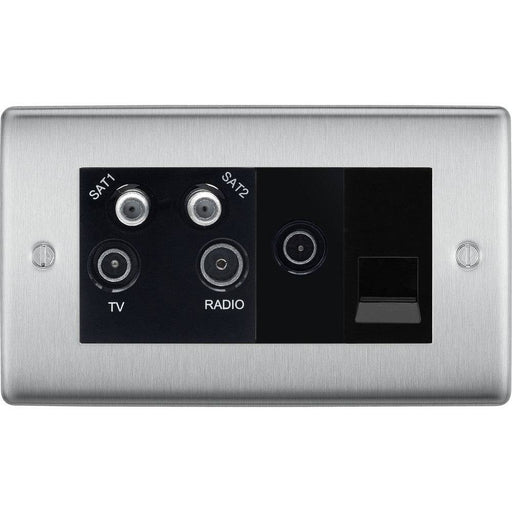 BG Nexus Metal Brushed Steel Combination TV Socket NBS69B Available from RS Electrical Supplies